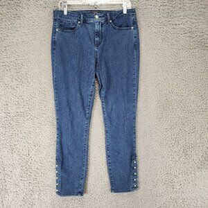 NYDJ & Chico's Jeans Womens 10 Dark Wash Stretch Mid Rise Shaping Skinny
